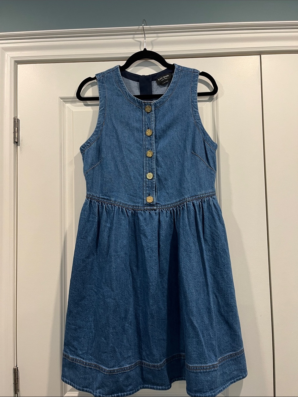 kate spade Sleeveless Denim Button-Front Dress - Blue